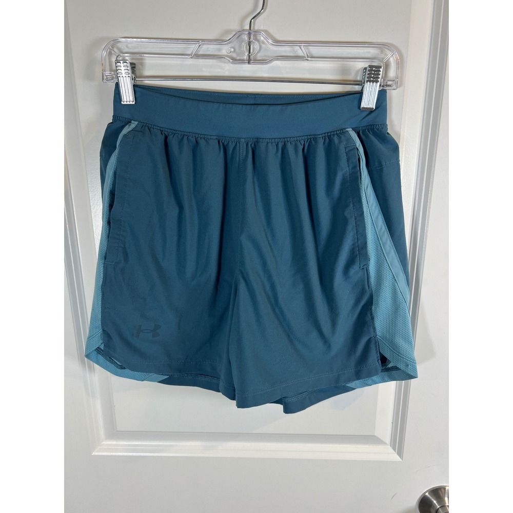 Under Armour Mens Shorts Fitted Mesh Side Panels Teal Blue Size Small